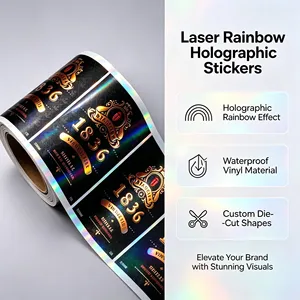Pegatinas Holográficas con Láser Arcoíris, Pegatinas Decorativas con Logotipo Holográfico, Resistentes al Agua y con Corte Personalizado - Product Image 2