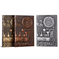 Carnet de notes A5 en cuir antique gaufré personnalisé Punk Train 100 feuilles à couverture rigide pour journal d'écriture de journal de voyage en relief cadeau