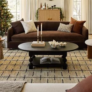 French Style Oval Solid Wood Coffee <b>Table</b> <b>Black</b> Vintage Double Drawer Living Room Furniture - Product Image 2