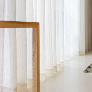 Nouveau rideau transparent en lin de coton à œillets, Jacquard avec bandes transparentes, - Product Image 2