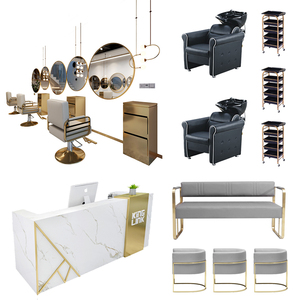 Juego de Muebles de Salón de Belleza de <span class=keywords><strong>Diseño</strong></span> Atractivo y Cómodo, Silla de Barbero de Acero Inoxidable Metálico <span class=keywords><strong>para</strong></span> Salón de Belleza - Product Image 5