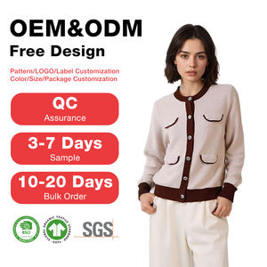 Suéter Cárdigan de Lana 100% Tejido con Bloques de Color en Contraste, Estilo Parisino de Lujo para Mujer, OEM ODM, para Primavera - Product Image 1