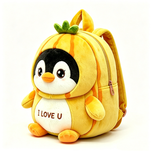 Mochila de pingüino con diseño de frutas, mochila de pingüino de peluche con diseño de piña, mochila de pingüino con rayas amarillas, mochila de pingüino de dibujos animados, mochila de animal lindo - Product Image 6