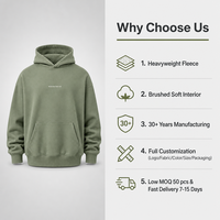 Sweat-shirt à capuche sur mesure pour homme, teint pigmentaire, en molleton brossé épais, coupe décontractée, vert sauge