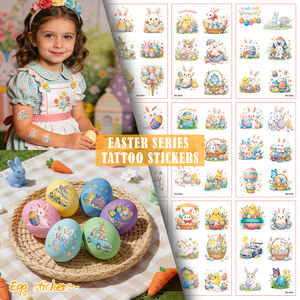 New Arrival Easter <b>Temporary</b> <b>Tattoo</b> Stickers Cute Cartoon Egg Pattern Sexy <b>Paper</b> Face & Body for Kids Party - Product Image 1