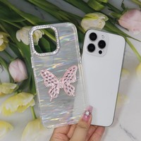 Coque de téléphone 3D Bling Diamant Papillon pour iPhone X 14 16 17 18 Samsung Redmi OPPO VIVO, Coque Scintillante Antichoc et Protectrice