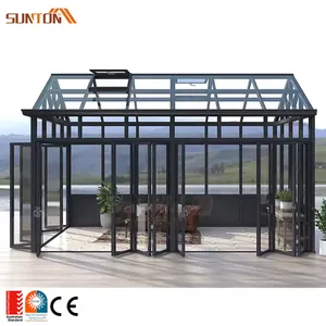 China manufacturer prefab luxury backyard triangle sun room design outdoor courtyard aluminum insulating glass sunroom