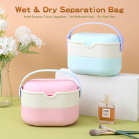 Sac de toilette étanche à séparation sec-humide, en silicone, anti-moisissure, antibactérien, style pochette, à bandoulière ; Sac pliable