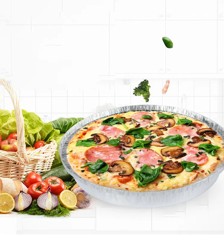 Dondurulmuş pizza ambalaj kutuları özel daire pizza kutusu İtalya 33x33 30 cm 14in metal düz pizza kutusu ile alüminyum folyo