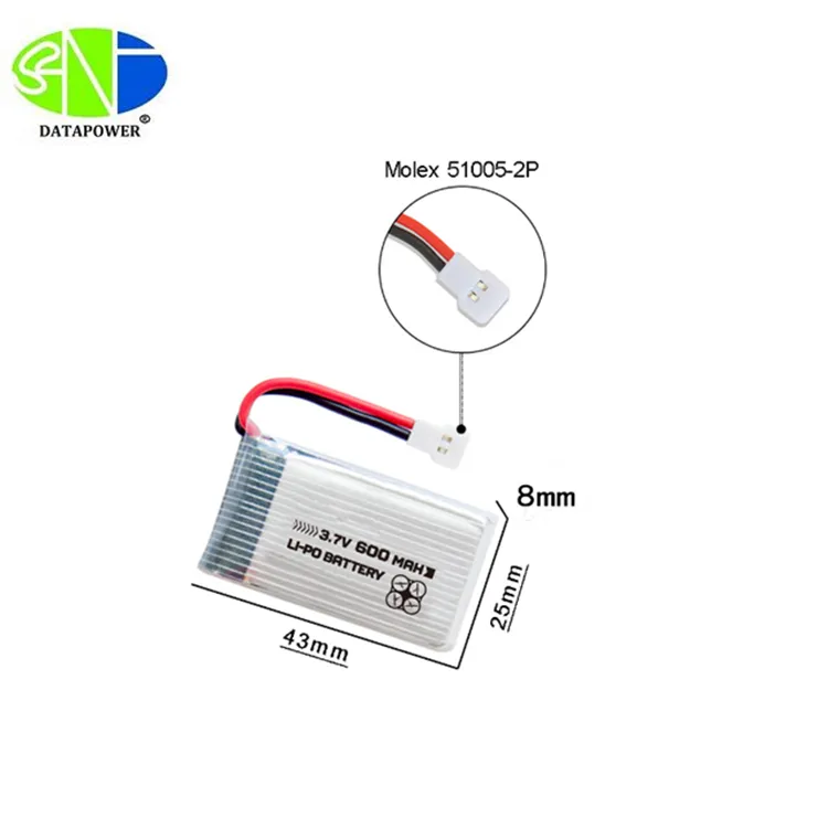 High Discharge Rechargeable 25C 721855 3.7V 500mAh Lipo Battery For Drone/RC Plane