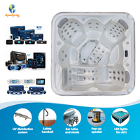 Baignoire carrée Aquaspring 2,1 m pour 6 personnes, spa et jacuzzi extérieur, baignoires en acrylique pour jardin avec 74 jets