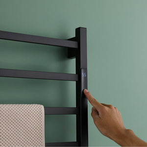 Sèche-<span class=keywords><strong>serviettes</strong></span> électrique intelligent mural moderne 50x96,5 cm à 10 rails en acier inoxydable 304 noir pour <span class=keywords><strong>salle</strong></span> <span class=keywords><strong>de</strong></span> <span class=keywords><strong>bain</strong></span> - Product Image 4