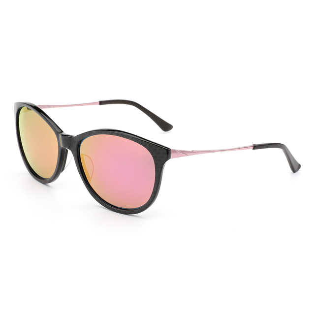 100% UV400 Blocking Pink Mirror Polarized Lens Sun Glasses Premium Carbon Fiber Sunglasses for Women
