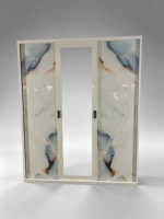 Armoire moderne de luxe en acier avec porte coulissante et panneau en verre à motif marbré