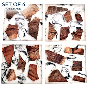 Unique Easy Cleaning & No Stains Epoxy Resin Pattern Wood Coaster Set for Drinks for Water Resistance - Product Image 1