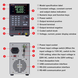 แหล่งจ่ายไฟแบบปรับค่าได้ช่องเดียว 80V 6A 150W ช่วงกว้าง พร้อมอินเทอร์เฟซ RS232/RS485/USB สำหรับใช้งานในอุตสาหกรรมแบบเคลื่อนที่ - Product Image 3
