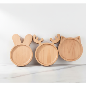 Nouveau plateau de service décoratif en bois de hêtre durable pour fromage, pizza et pain, assiette à motif de dessin animé, écologique, fait main, qualité commerciale - Product Image 3