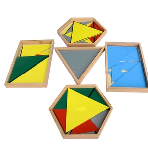 Jouet éducatif en bois Montessori, <span class=keywords><strong>triangles</strong></span> constructifs, pentagone rectangulaire, ensemble d'appariement - Product Image 2