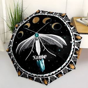 1 pièce, sans MOQ, parapluie pliant personnalisé motif Phases de Lune et Papillon, avec nom personnalisé, cadeau en cristal, commande unique, Ombrello Personalizzato - Product Image 1