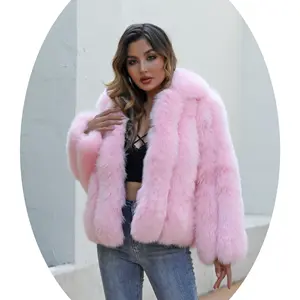 Fabriek Koop S-4XL Roze Lange Vos Bontjas Vrouwen Dikke Zachte Roze Real Fox Fur Coats