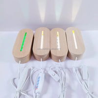 Support de Base de lumière USB en bois de forme ovale 3D LED veilleuses pour l'art acrylique sculpté à la main artisanat en bois boîtes en bois signes muraux