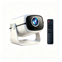 Projecteur Android portable avec support rotatif à 180°, résolution native 720P HD, système intelligent WiFi BT LED 200 Lumens, commande vocale IA + télécommande