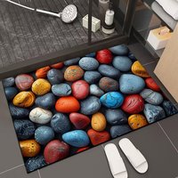 Geometrischer Badezimmerteppich Rutschfest Wasserabsorbierend Kieselgur Haustierfreundlich Wendbare Fußmatte