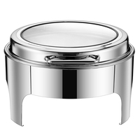 Chauffe-plat thermique pour buffet en or de luxe marmite chauffante service de traiteur couvercle en acier inoxydable 6L chauffe-plat rond