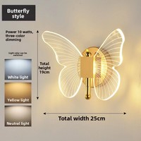 Lampe murale LED papillon dorée de luxe moderne et créative, style nordique, inspirée des papillons, pour salon et chambre à coucher