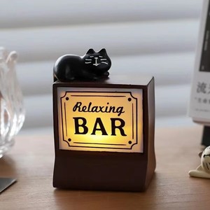 Figurine en résine chat mignon café, veilleuse lumineuse, décoration de table musicale féerique religieuse, aimant de réfrigérateur, cadeau pour la maison - Product Image 1