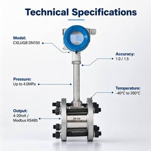 Débitmètre CXLUGB DN150, type à pince intégrée, impulsion 4~20mA, pour la mesure des fluides saturés et surchauffés - Product Image 2