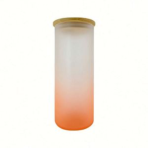 Bouteille d'eau en verre en forme de canette de bière 18 oz, gobelet vierge pour sublimation, gobelet givré 18 oz, bocal Mason avec couvercle en bambou et paille - Product Image 2