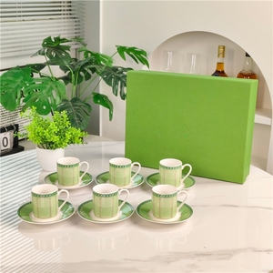 Modern Minimalist Green Bone China Eco-Friendly <b>Espresso</b> <b>Cups</b> and Saucers Set As Gifts for Home Hotels - Product Image 4