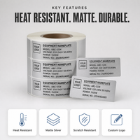 Matte Silberne PET-Namensschild-Etiketten mit Kundenspezifischem Logo, Hitzebeständige Wasserfeste Aufkleber für Elektronikgeräte-Bewertungen