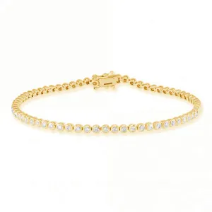 925 sterling silver 18k gold vermeil bezel zirconia tennis bracelet jewelry for women