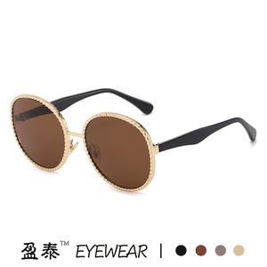 Yingtai Eyewear Women's <b>Round</b> <b>Sunglasses</b> Gold <b>Frame</b> Pink Lens UV400 Protection Fashionable Street Style - Product Image 4