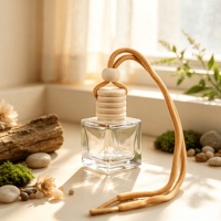 Nouveau style diffuseur de parfum pour voiture en forme de chat, flacon vide à suspendre, mini flacon de parfum avec bouchon en bois, ornement pour capot de voiture