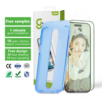Aurey 2.5D 3D 9h Anti lumière bleue Anti-poussière DLC verre trempé pour iphone 16 15 Plus 14 13 12 11 Pro Max