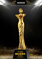 Trophées et récompenses de danse en forme de femme personnalisée, en métal doré, trophée de musculation avec base en cristal noir