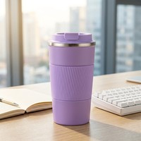 Mug de voyage isotherme à double paroi 12oz 17oz, portable et tendance, pour boissons chaudes et froides, idéal pour la voiture, le camping et la maison