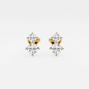 ต่างหูแฟชั่นเพชรทรงกลม 1 กะรัต ดีไซน์หรูหรา ประดับเพชรสองเม็ด ระยิบระยับสวยงาม สร้างสรรค์ด้วยวิธีที่เป็นธรรม สำหรับผู้หญิง - Product Image 5