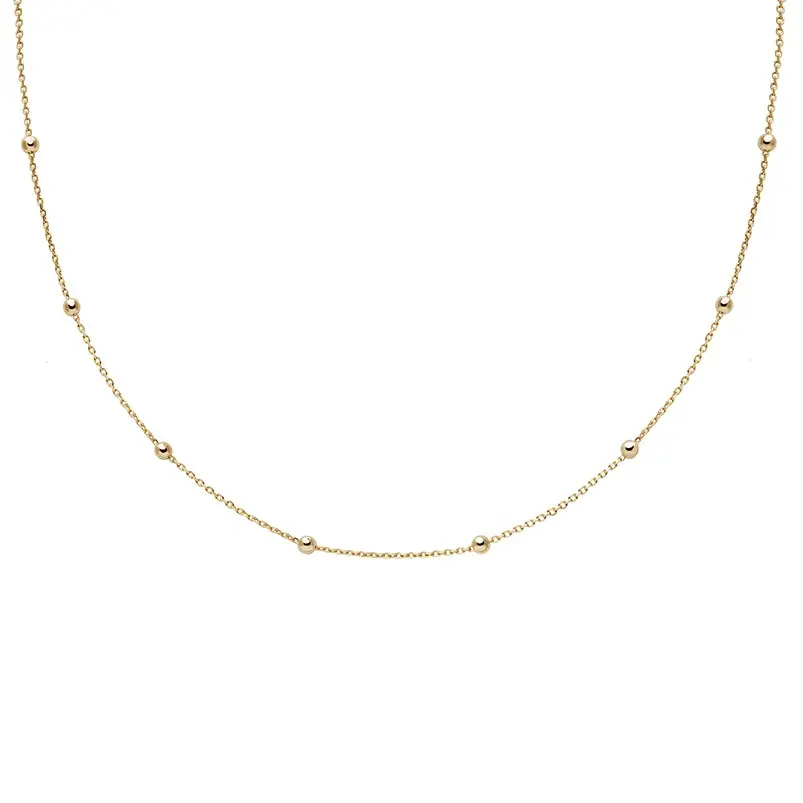 Gemnel Silber Frauen Halskette grundlegende große Gold perle Choker Satelliten kette Saturn Kette