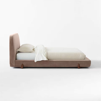 Cadre de lit plateforme au design moderne, capitonné, tailles King et Full, avec support en mousse et pieds en bois – Vente directe usine