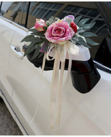 Décorations de voiture modernes faites à la main pour mariage et Saint-Valentin, fleurs artificielles en soie réutilisables, ventouses écologiques (pour