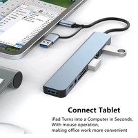 Hub USB 8-en-1 avec station d'accueil multiport USB 3.0 Type-C, lecteur de cartes TF/PD, prise audio 3,5 mm, en alliage d'aluminium, en stock
