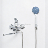 Robinet de bain à douchette manuelle et longue buse en alliage de zinc chromé pour baignoires, modèle marché russe