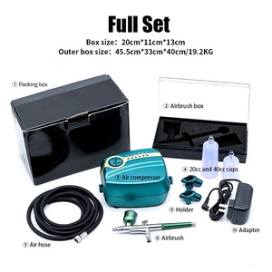 Kit de démarrage aérographe à double action avec compresseur d'air en <span class=keywords><strong>plastique</strong></span> 35PSI <span class=keywords><strong>pour</strong></span> la peinture de modèles d'art, le dessin et l'artisanat. - Product Image 4