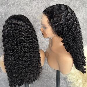 Peluca Frontal de encaje rizado birmano crudo 180 densidad onda profunda encaje frontal encaje completo cabello humano virgen trenzado de un solo donante pedido a granel - Product Image 2