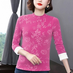 Women's Fleece Lined <b>Long</b> <b>Sleeve</b> <b>Base</b> <b>Layer</b> Top Semi High Neck Thickened Soft Knit Inner Wear For Autumn Winter Daily Wear - Product Image 3