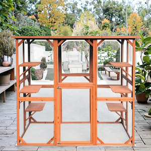 Houten Outdoor Kattenhuis Grote Katten Kooi Met Ruime Speeltuin - Product Image 2